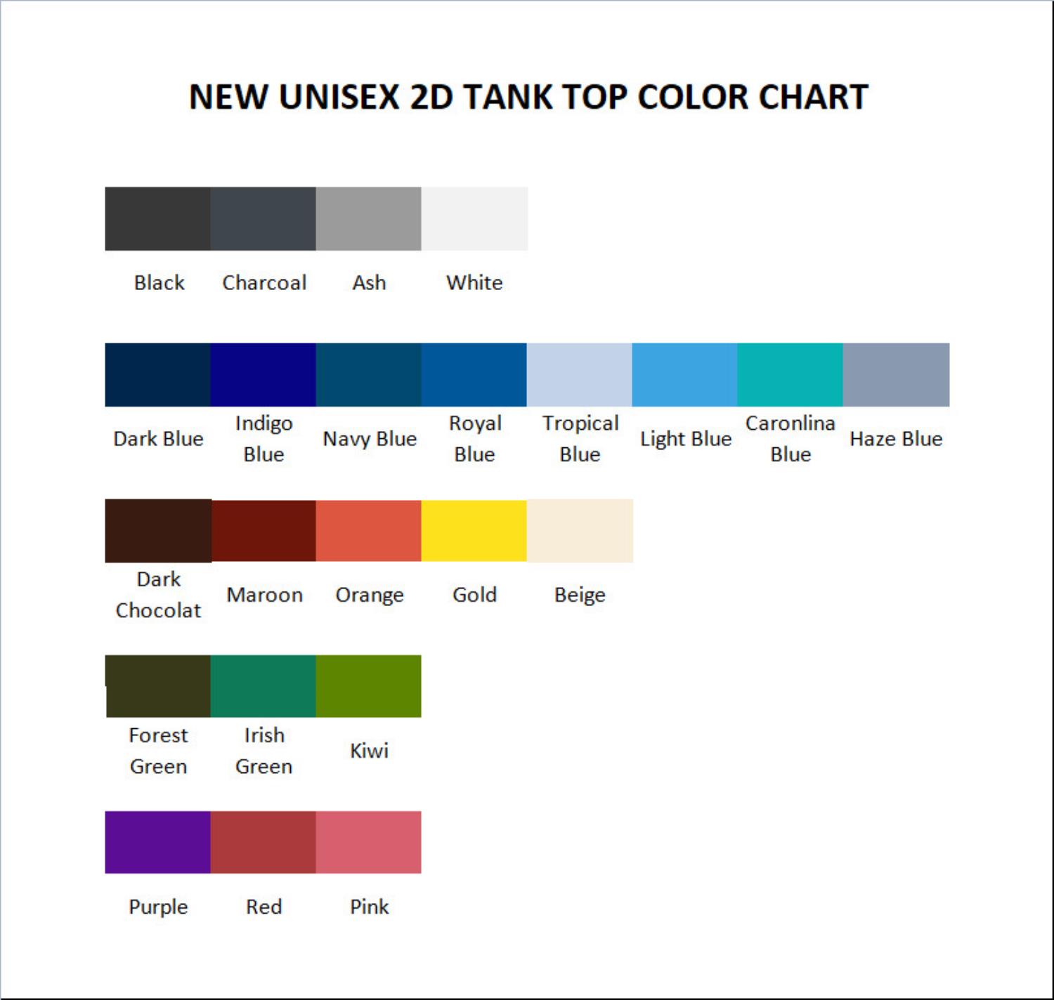 tank top color chart - Shugo Chara Store